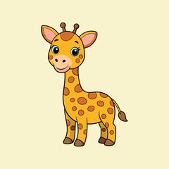 Cute Giraffe Vector. Animal Nature Icon Concept Isolated Premium Vector.