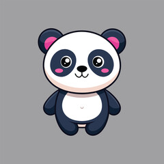 Cute Panda Vector. Animal Nature Icon Concept Isolated Premium Vector.