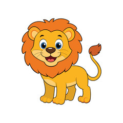 Cute Lion Vector. Animal Nature Icon Concept Isolated Premium Vector.