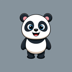Cute Panda Vector. Animal Nature Icon Concept Isolated Premium Vector.