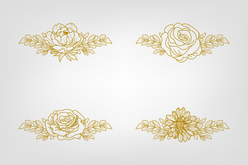 The Blooms Greenery Floral Foliage Ornament Corner Text Separator Elegance Frame for Invitations