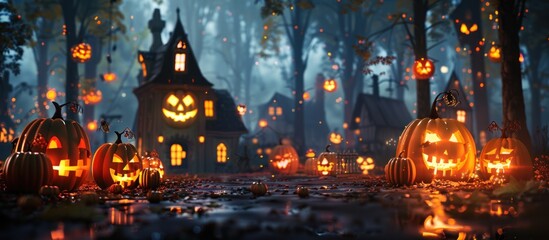 Halloween Night in a Spooky Forest