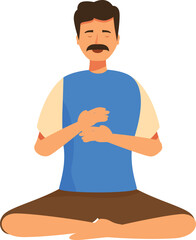 Man practicing alternate nostril breathing exercise, a yoga technique for stress reduction and relaxation