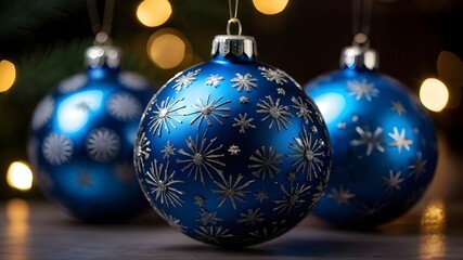 christmas balls in blue colour