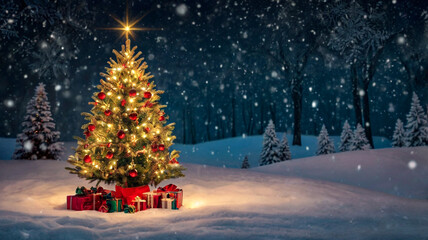 Obraz premium Christmas background, Christmas tree
