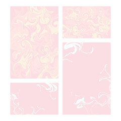 お洒落なマーブル模様のカードやバナーの背景セット ピンク