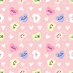 seamless pattern with hand drawn heart. Background for textile, wrapping paper, fashion, illustration.