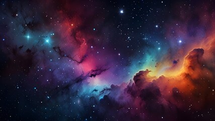 Vector space background with colorful nebula and bright stars. Generative AI