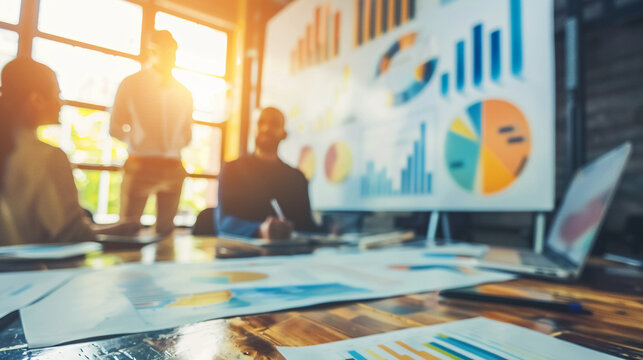 Business Meeting Analyzing Financial Charts and Data