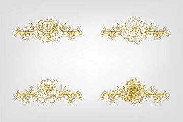 The Blooms Greenery Floral Foliage Ornament Corner Text Separator Elegance Frame for Invitations