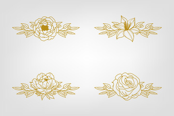 The Blooms Greenery Floral Foliage Ornament Corner Text Separator Elegance Frame for Invitations