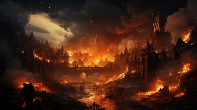 A medieval castle under siege game art