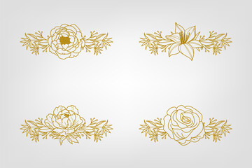 The Blooms Greenery Floral Foliage Ornament Corner Text Separator Elegance Frame for Invitations