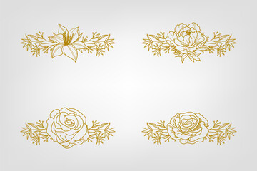 The Blooms Greenery Floral Foliage Ornament Corner Text Separator Elegance Frame for Invitations