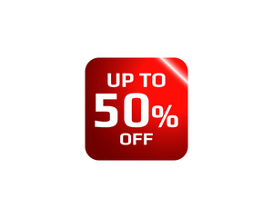 Up to 50% Red Discount Tag  Vector Isolated on White 