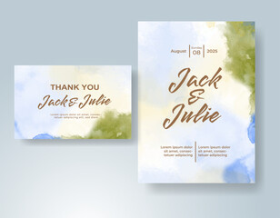 Wedding invitation with abstract watercolor background