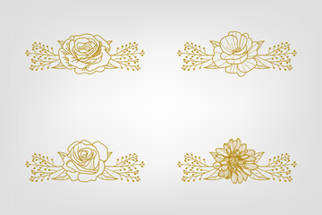 The Blooms Greenery Floral Foliage Ornament Corner Text Separator Elegance Frame for Invitations