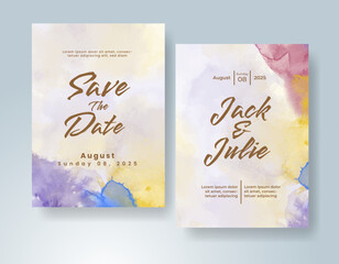 Wedding invitation with abstract watercolor background