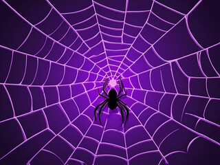 Fototapeta premium abstract horror glowing Spider and cobweb The scary of the Halloween symbol on purple background