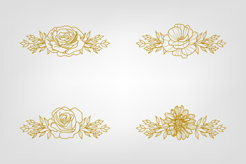 The Blooms Greenery Floral Foliage Ornament Corner Text Separator Elegance Frame for Invitations