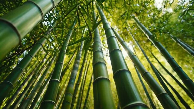  Vibrant Green Bamboo Stalks in Enchanting Forest Setting