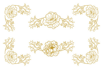 The Blooms Greenery Floral Foliage Ornament Corner Text Separator Elegance Frame for Invitations