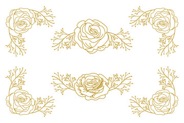 The Blooms Greenery Floral Foliage Ornament Corner Text Separator Elegance Frame for Invitations