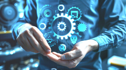 Businessman securing quality assurance and control certification for automated business processes.