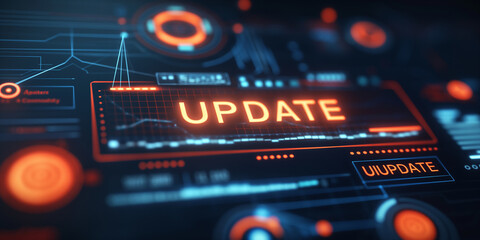 System updating software with progress bar loading on digital display