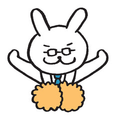 メガネをかけた先生風のうさぎのキャラ素材