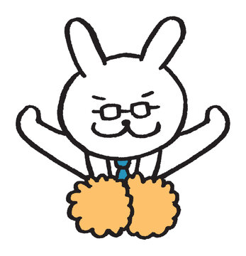 recommend clip art: メガネをかけた先生風のうさぎのキャラ素材