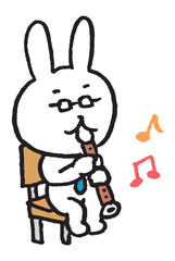 メガネをかけた先生風のうさぎのキャラ素材