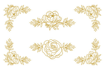 The Blooms Greenery Floral Foliage Ornament Corner Text Separator Elegance Frame for Invitations