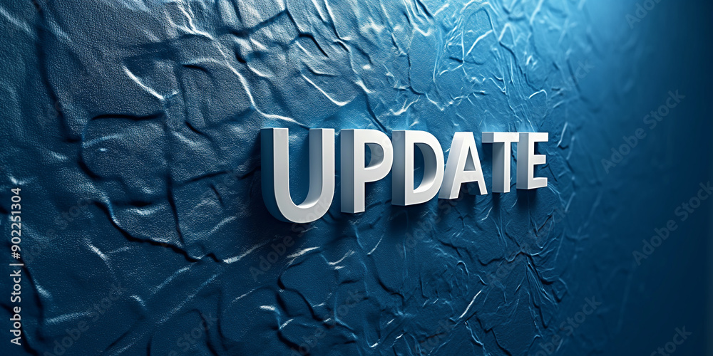 Poster update sign on blue background showing upgrade concept