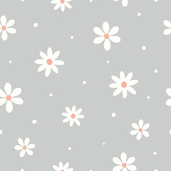 Seamless pattern with cute flower. Floral background. Used for fabric, textile, wallpaper, wrapping, kids apparel design