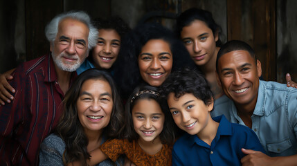 a multi-generational family, various ethnicities, genuine smiles