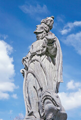 The Prophet Jonah Statue. The Biblical Prophets were made in XVII Century by Aleijadinho, at Basilica Bom Jesus do Matosinho. Humanity Heritage by UNO. Congonhas do Campo, MG,Brazil. 2020