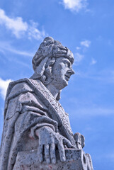 The Prophet Baruch Statue. The Biblical Prophets were made in XVII Century by Aleijadinho, at Basilica Bom Jesus do Matosinho. Humanity Heritage by UNO. Congonhas do Campo, MG,Brazil. 2020