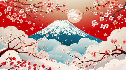 Fuji Japanese pattern card background