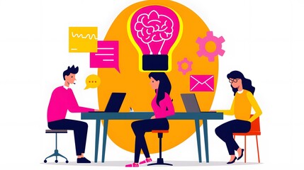 Future of Learning: AI-Powered Student Assistance in Flat Design