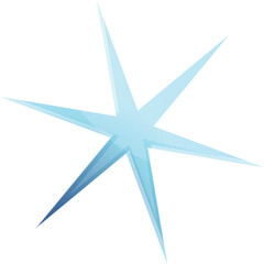 Bright blue star shining brightly on a white background