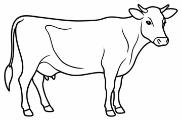 cow line art vector illustration	

