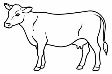 cow line art vector illustration	
