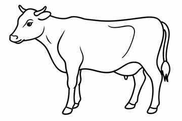 cow line art vector illustration	

