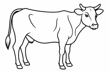 cow line art vector illustration	
