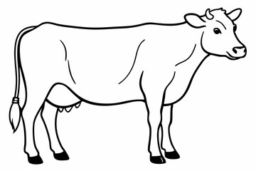 cow line art vector illustration	
