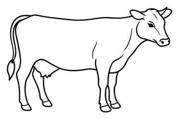 cow line art vector illustration	
