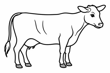 cow line art vector illustration	
