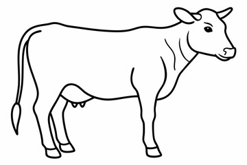 cow line art vector illustration	
