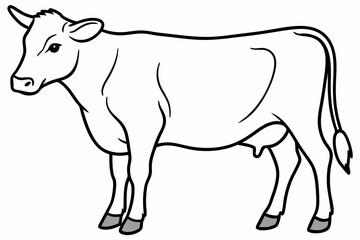 cow line art vector illustration	
